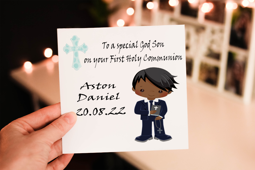 God Son First Communion Day Card, Holy Communion Card
